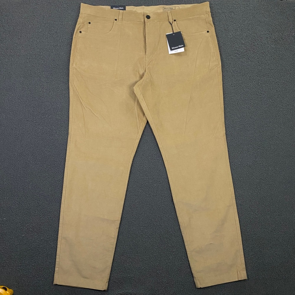 Mizzen+Main Leroy Corduroy Pants Men 40x32 Tan Slim Fit Khaki Business Casual